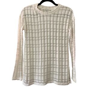 Zara b/w collection open knit geometric design crewneck sweater